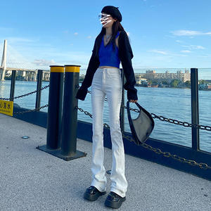 กางเกงยีนส์ผู้หญิงทรงกระบอกยาวสีขาว คอลเลคชั่นฤดูใบไม้ผลิ-ฤดูใบไม้ร่วง ปี 2025 ยี่ห้อฮิโรมิ ผ้าเดนิมเนื้อฝ้ายบาง เอวสูง ทรงเข้ารูป ช่วยให้ดูผอมเพรียว - Product Image 2