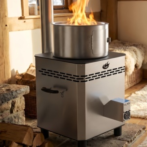 Caminetto compatto <span class=keywords><strong>a</strong></span> <span class=keywords><strong>legna</strong></span> autoportante in acciaio inox 304 senza fumo per riscaldamento di piccoli appartamenti - Product Image 3