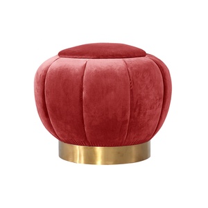 <span class=keywords><strong>Maison</strong></span> chambre velours rond canapé rembourré ottoman avec métal doré tabouret <span class=keywords><strong>de</strong></span> base pour mariage - Product Image 4