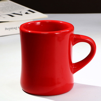 Tasses à café en céramique blanches crème personnalisées, style rétro vintage épais, avec impression de logo sur mesure, en porcelaine épaisse