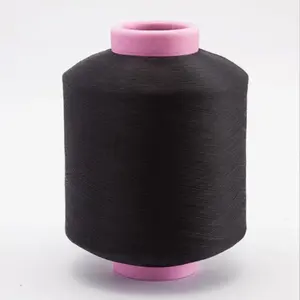 Textile Acy Dope Dye Black Polyester DTY 300d/144f Air Covered 70d Spandex Yarn for Knitting for weaving