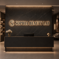 Panneau LED miniature personnalisable, logo d'entreprise, fond mural, acrylique, verre gravé, lettres lumineuses, multicolores