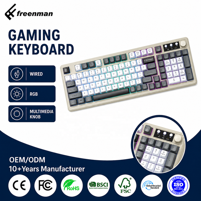 Wholesale Wired RGB Membrane Keyboard Multimedia Knob Teclado Gamer Gaming Keyboard Keyboard for PC Gamer Laptop Computer