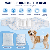 Pañales Desechables para Perros Machos con Cintas Abdominales Impresas, Súper Absorbentes, Resistentes a Fugas, Ajuste Cómodo para Uso Diario