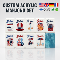 Jeu de tuiles de mahjong américaines en acrylique personnalisées, 160 pièces, gravure de nom, cadeau pour maman, grand-mère, luxe, premium, vente en gros
