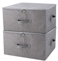 Empilés Pliant Boîte De Rangement avec Couvercle Gris Foncé grand panier de rangement