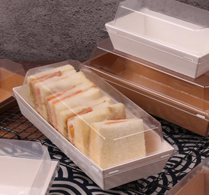 Factory Price Custom Oem Kraft Paper <strong>Cardboard</strong> Sandwich Cake Bread Transparent Lid Packaging Box <strong>Tray</strong> - Product Image 1