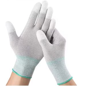 Guantes DE TRABAJO recubiertos de <span class=keywords><strong>PU</strong></span> antiestáticos de fibra de carbono de poliéster calibre 13 con características de seguridad - Product Image 1
