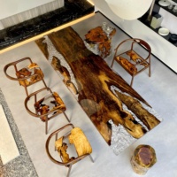Mesa de Comedor de Lujo con Incrustaciones de Resina Epoxi, Superficie Resistente al Agua de Primera Calidad, Diseño Moderno con 2 Años de Garantía