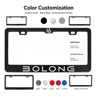 BOLONG Cadre de plaque d'immatriculation en plastique ABS noir, norme américaine, très populaire, avec logo personnalisé imprimé, support de plaque de voiture américaine, pièce de décoration automobile