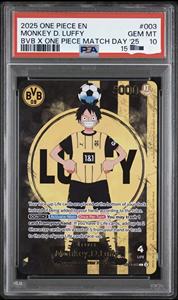 Versión Estadounidense One Piece OPCG Luffy Dortmund <span class=keywords><strong>BVB</strong></span> TARJETA DE VALORACIÓN PSA10 Colaboración de Fútbol Hecho en Japón para Mayores de 14 Años - Product Image 2