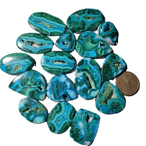 Vente en gros de pierres précieuses en vrac de qualité supérieure, cabochons naturels, vernis lisse, chrysocolle malachite druzy pour la fabrication de bijoux - Product Image 5