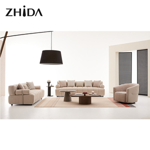 Sofá Chesterfield Rectangular <span class=keywords><strong>de</strong></span> Tres Plazas Personalizable para Hotel, Diseño Moderno, Altura Ajustable, Relleno <span class=keywords><strong>de</strong></span> Esponja Beige Bouclé, Restaurable - Product Image 2