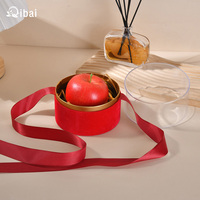 Boîte cadeau Qibai Bow Boîte ronde Fleur de rose transparente Boîte à fruits Seau à câlins Cadeau Fleuriste pour la Saint-Valentin