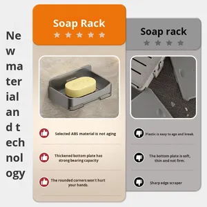 Modern No-Drill Soap Dish No Drilling Wall Mounted Layer Soap Holder Soap Sponge Dish Bathroom Accessories - Product Image 3