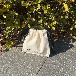 High Quality 100% Organic Cotton Canvas Pouch Small Gift Jewelry <b>Packaging</b> <b>Bag</b> With Black Ribbon - Product Image 4
