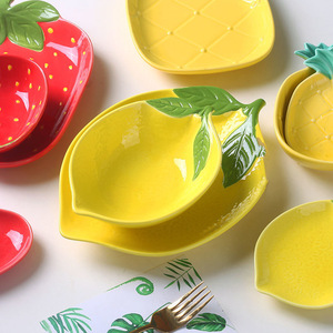 OEM/Odm Jaune Ananas Forme Fruits Plats Plat Irrégulier Et Assiettes Faits À La Main Mignon <span class=keywords><strong>Assiette</strong></span> En Céramique De Couleur <span class=keywords><strong>Pastel</strong></span> - Product Image 5