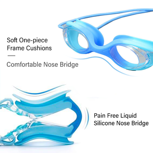 XF004 子供用スイミングゴーグル、曇り止め、UVカット、漏れ防止、快適なPCレンズ、ファブリックストラップ付きスイミングゴーグル - Product Image 5