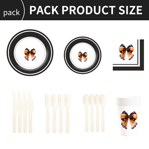 DAMAI Black Bow Birthday Party Supplies Serve 8 Disposable Tableware Set for Birthday Party Game Day Paper Plates and Napkins - Product Image 6