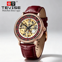TEVISE Luxuriöse Herren-Armbanduhr mit Skelettiertem Zifferblatt, Wasserdicht und Leuchtend