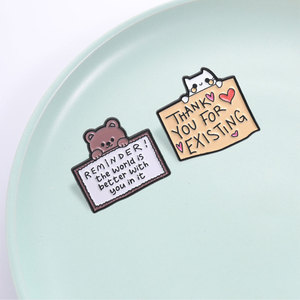 Ensemble de broches en émail avec citation d'ours et de chat, broche animale Kawaii, cadeau pour amis et famille - Product Image 3