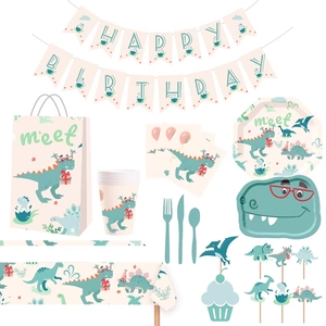 Juego de Vajilla Desechable con Diseño de Dinosaurios DAMAI, Platos de Papel, Servilletas, Vasos, Artículos para Fiestas para 24 Personas - Product Image 1