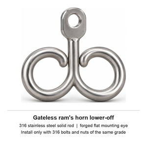 Rams Horn Lower Off 316 Acier Inoxydable, Corde de Sanglement Sans Portillon et Ancre de Descente, Oeil de Fixation Forgé, Fabricant OEM ODM Taïwan - Product Image 6