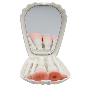<b>Makeup</b> Brush Set 5Pcs Portable <b>With</b> <b>Mirror</b> Synthetic Hair Foundation Brushes For <b>Makeup</b> Application - Product Image 1