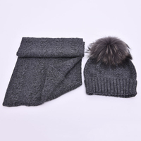 Ensemble bonnet et écharpe en cachemire tricoté de haute qualité pour femme Jxwatcher, 2 pièces, chauds, style uni, vente en gros
