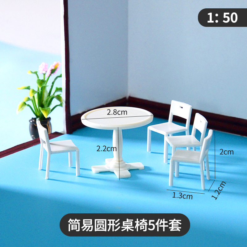 Ensemble simple de table ronde et de chaises, 5 pièces