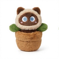 Pot de fleurs en peluche en forme de tête de chat, jouet en peluche doux, poupée en fausse fleur pour cadeau et décoration