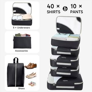Ensemble de 7 cubes de rangement de voyage, sacs organisateurs de bagages à compression pour valise, vacances - Product Image 6