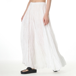 2024 nueva falda suelta de talla grande para mujer, Falda plisada de cintura alta de verano, falda oscilante grande - Product Image 3