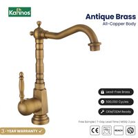 Robinet de cuisine monocommande en laiton antique à un trou, haute qualité, avec lavabo compact pour salle de bain et usage domestique