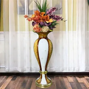 Sarı FRP lüks vintage çiçek vazo seti el yapımı antika modern klasik vazo ev dekorasyon için