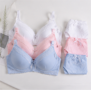 Ensembles soutien-gorge et culotte en dentelle sans armatures, bonnets couvrants, bretelles réglables, couleur unie, pour femme, usage quotidien - Product Image 2