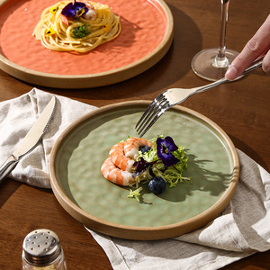 Platos de cena de cerámica <span class=keywords><strong>Vintage</strong></span> hechos a mano, juego de platos de textura <span class=keywords><strong>para</strong></span> restaurante, Hotel, decoración y uso del hogar - Product Image 4