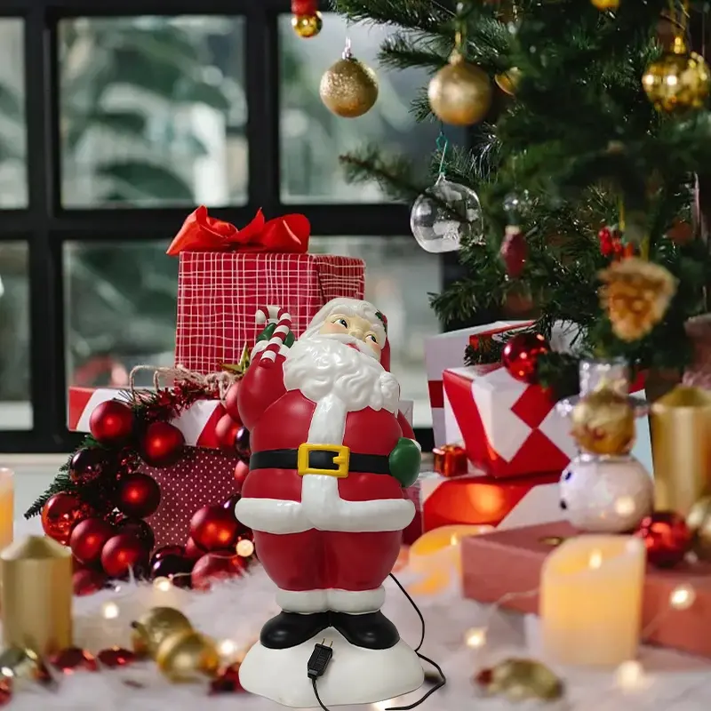 Ornement en plastique personnalisé de Noël Père Noël pour la décoration de la maison Affichage de vacances Lumières LED Cadeaux de fête personnalisés