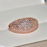 Bague en zircon pavé de haute qualité, forme dôme large, bague de cocktail, pour mariage et anniversaire, fournisseur de bijoux de luxe en gros