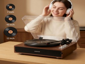 <span class=keywords><strong>Tocadiscos</strong></span> <span class=keywords><strong>de</strong></span> Madera Personalizado con Entrada y Salida Bluetooth - Reproducción <span class=keywords><strong>de</strong></span> Vinilo a 33/45/78 RPM con Interruptor <span class=keywords><strong>de</strong></span> Encendido/Apagado Automático - Product Image 5