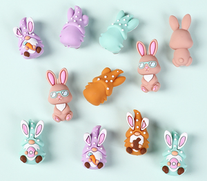 Nouveau dessin animé lapin forme bébé anneau de dentition mâcher Silicone Focal perles en vrac pour stylo fabrication de bijoux sucette chaîne Clip accessoires - Product Image 5