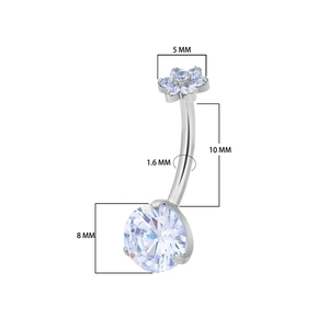 ASTM F136 G23 钛合金彩色圆形锆石镶嵌内螺纹肚脐环女式身体穿孔首饰 - Product Image 2