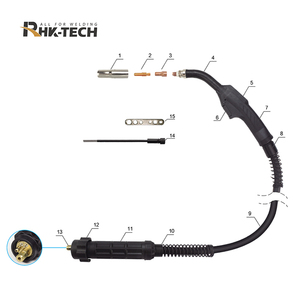 Rhk Xách Tay PSF405 Loại Hàn Ngọn Đuốc 3M 4M 5M Khí Làm Mát Bằng 350amp CO2 Mig Ngọn Đuốc Súng Với <span class=keywords><strong>Euro</strong></span> Bộ Chuyển Đổi Trung Tâm - Product Image 6