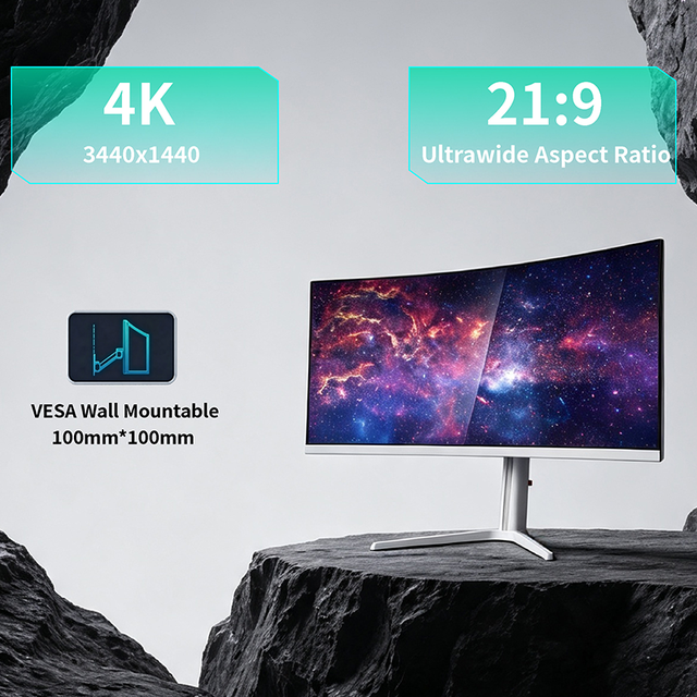 34 Inch 21:9 Ultrawide Curved Gaming Monitor 165Hz HDR High Refresh Rate White Curved Display for Desktop Laptop PC Gaming