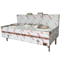 Cuisinière à gaz chinoise commerciale à double brûleur en acier inoxydable pour projet de cuisine