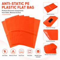Sacs plats antistatiques en PE orange, directement de l'usine, avec taille et logo personnalisés, imprimés en sérigraphie pour l'emballage de composants électroniques