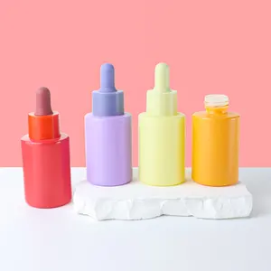 30ml Macaron renkli Serum cam kozmetik cilt bakımı saç yağı serumu damlalık şişeler pipet ile