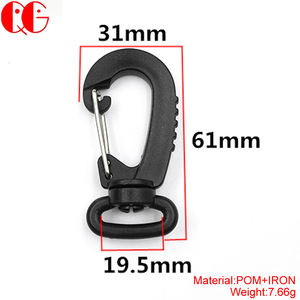 Plastique 3/4 pouces boucle homard fermoir déclencheur Clips crochet noir pivotant ovale anneau ressort mousquetons pour <span class=keywords><strong>sac</strong></span> sangle accessoires - Product Image 2