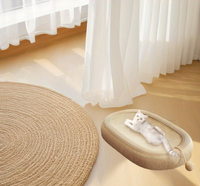 Lit pour chat ovale en bois robuste, griffoir durable, résistant à l'humidité, construction anti-chute, jouet amusant pour chat, expérience de griffonnage saine et idéale