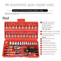 Juego de Llaves de Tubo de 46 Piezas con Enchufe de 1/4 de Pulgada, Kit de Herramientas de Trinquete de Acero CR-V con Estuche de Almacenamiento Moldeado por Soplado para Reparación de Automóviles, Bricolaje e Industrial